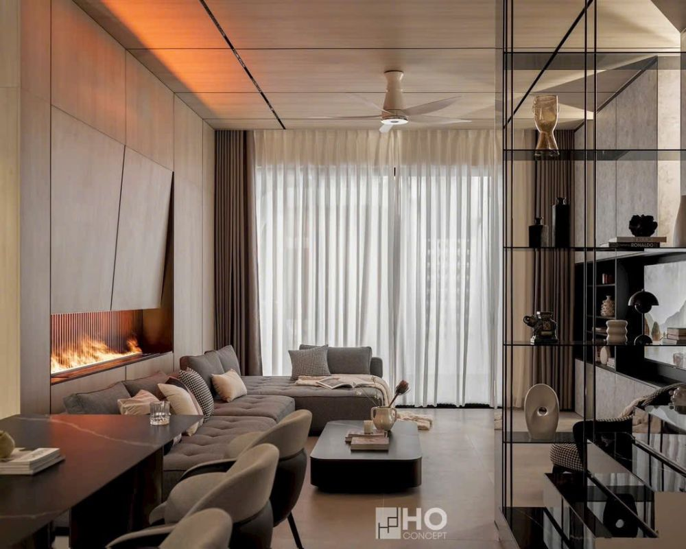 Thi công lò sưởi trang trí kích thước lớn cho Penthouse cao cấp
