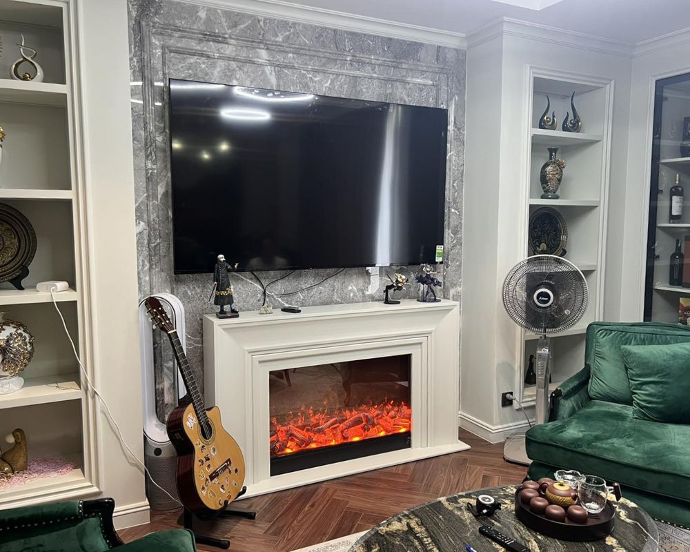 Mẫu lò sưởi 3D M-256 kích thước 1000mm lắp âm kệ TV chung cư