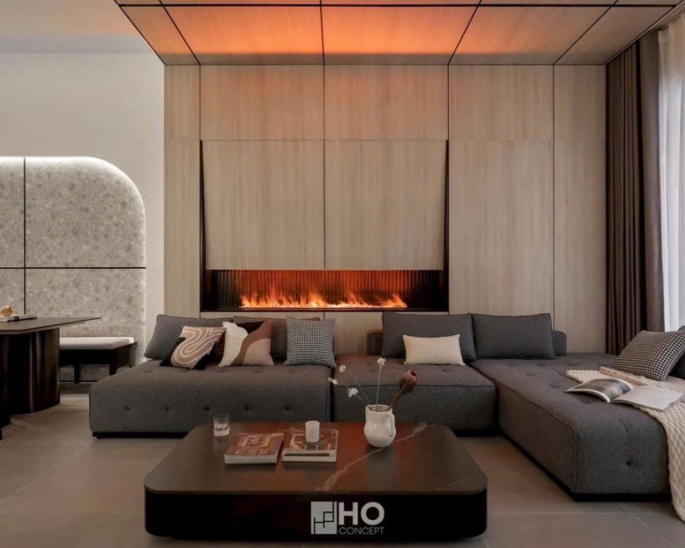 Kích thước lò sưởi trang trí 4D dài 2m4 cho đại sảnh biệt thự